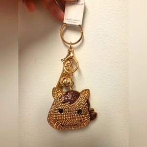 Gold and Brown Rhinestone Horse Keychain